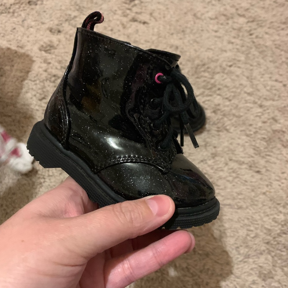 Black Sparkle side zip boots